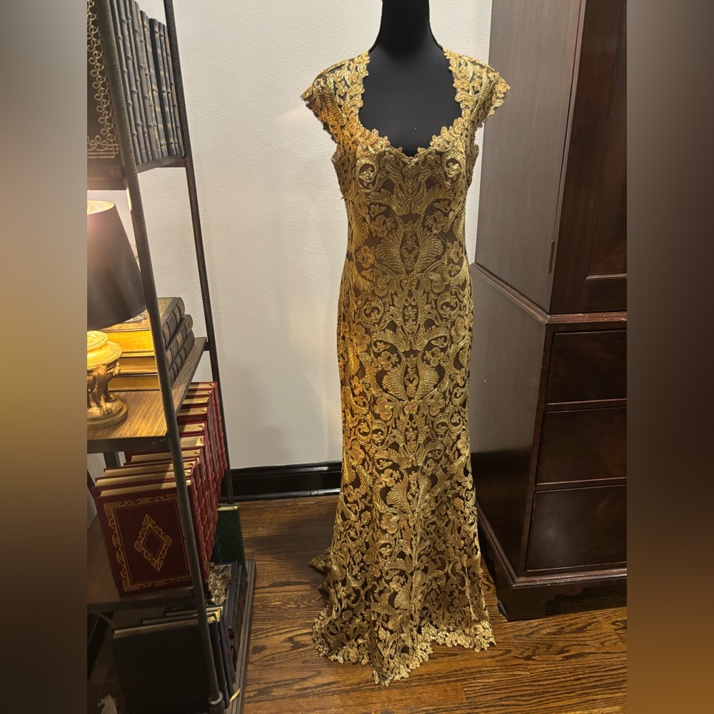 Elegant Gold Lace Fabric